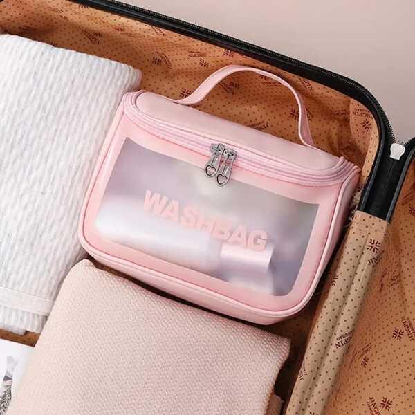 Pink Waterproof Makeup Bag for Travel & Daily Use