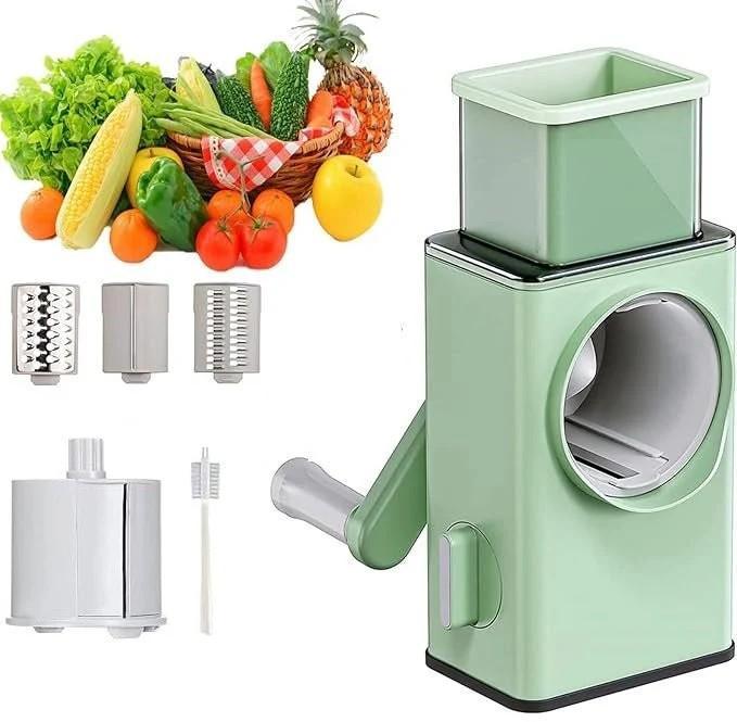 Multifunctional Rotary Vegetable Cutter & Slicer – Hand Crank Manual Drum Grater