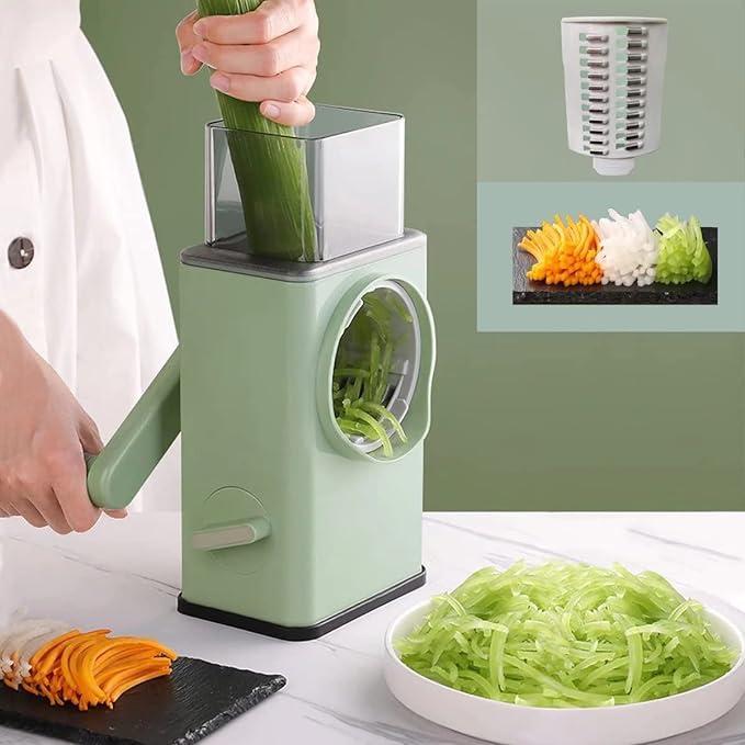 Multifunctional Rotary Vegetable Cutter & Slicer – Hand Crank Manual Drum Grater