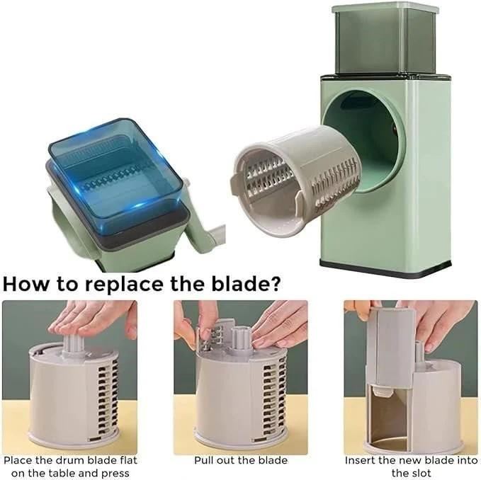 Multifunctional Rotary Vegetable Cutter & Slicer – Hand Crank Manual Drum Grater