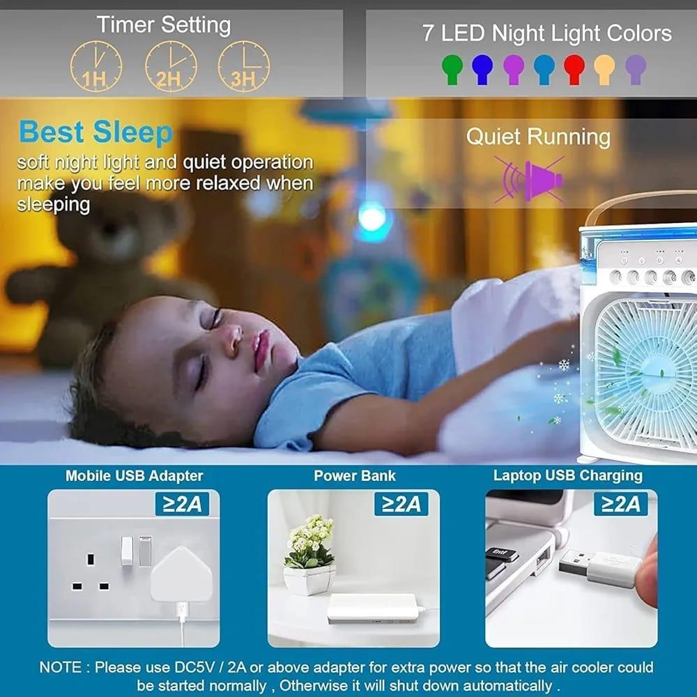 Portable Air Conditioner Mist Fan Big Size | 3-in-1 Mini AC Fan