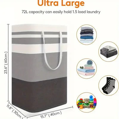 Premium Laundry Basket- Foldable Clothes & Toy Storage Basket