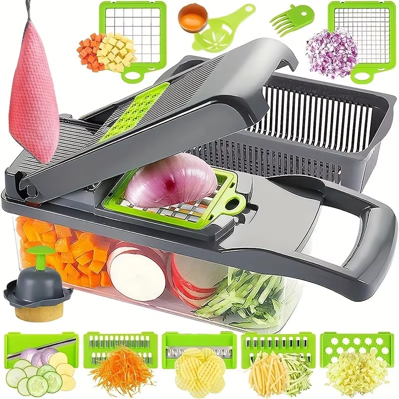 Premium 13-in-1 Vegetable Chopper, Dicer & Slicer with Food Container