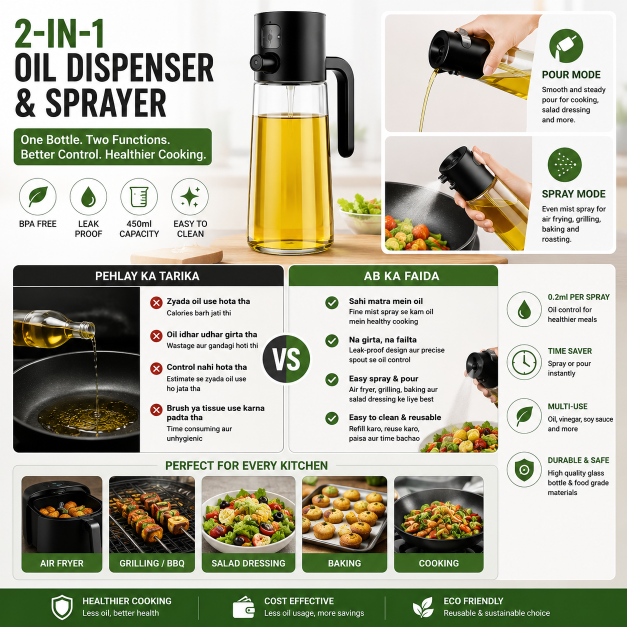 Premium 2-in-1 Air Fryer Spray & Pour Bottle